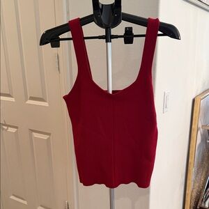 White House Black Market Red Ribbed Scoop Neck Tank